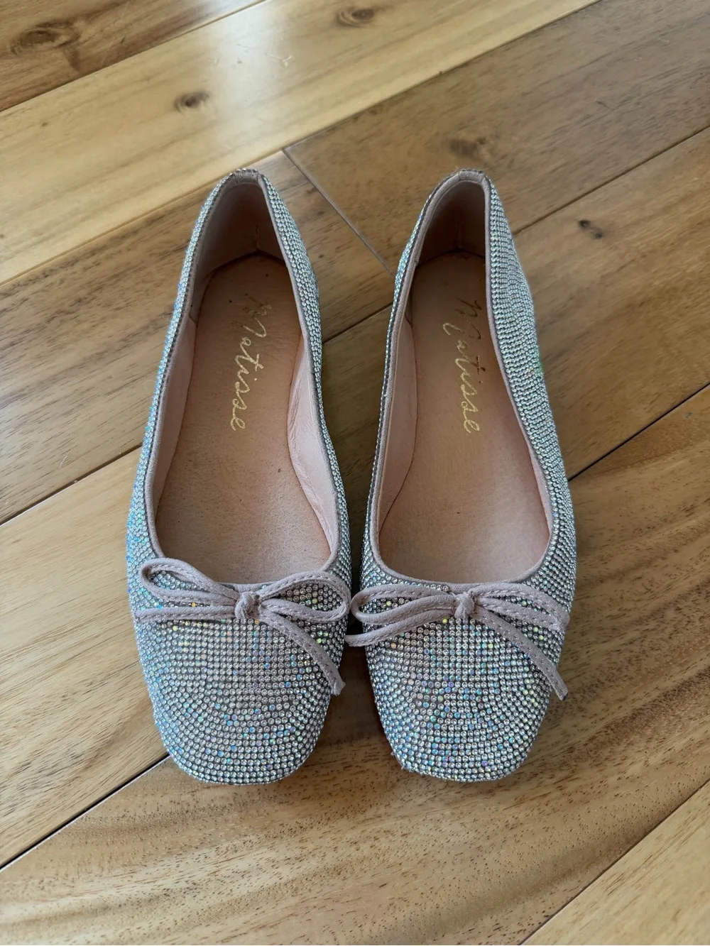Matisse Iridescent Crystal-Embellished Pink Ballet Flats